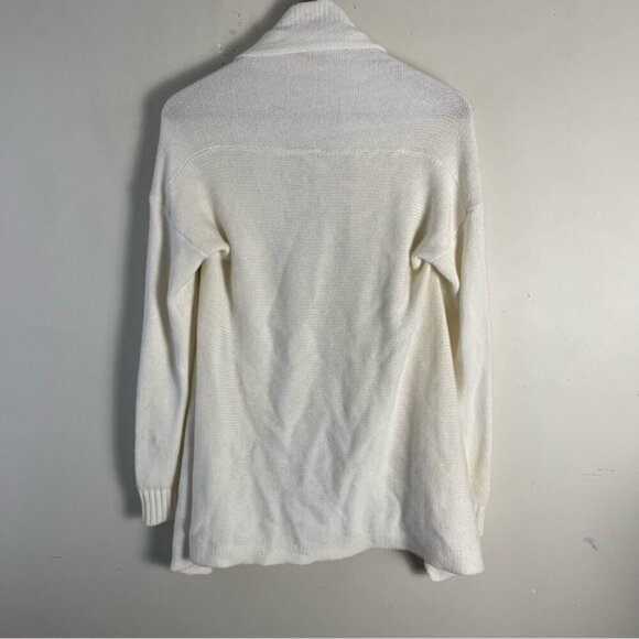 Minnie Rose cotton cashmere blend open front long sleeve cardigan ivory XS/S - Picture 2 of 13